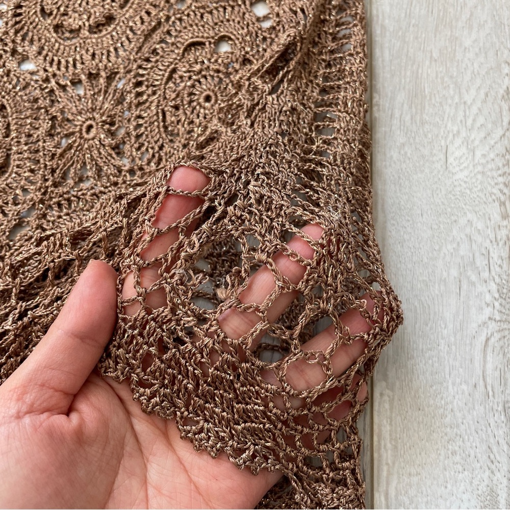 Vintage Crochet Top Brown (s/m) siNita bohemian festival swim cover up beach - Picture 5 of 6